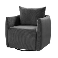 Best Kirklands Home Jerri Charcoal Corduroy Swivel Accent Chair Gray
