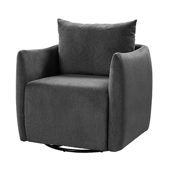 Best Kirklands Home Jerri Charcoal Corduroy Swivel Accent Chair Gray