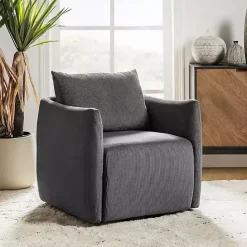 Best Kirklands Home Jerri Charcoal Corduroy Swivel Accent Chair Gray