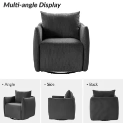 Best Kirklands Home Jerri Charcoal Corduroy Swivel Accent Chair Gray