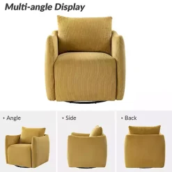 Best Kirklands Home Jerri Mustard Corduroy Swivel Accent Chair Yellow