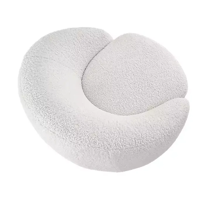Clearance Kirklands Home Jessel Cream Sherpa Swivel Chair with Wood Base White