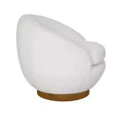 Clearance Kirklands Home Jessel Cream Sherpa Swivel Chair with Wood Base White