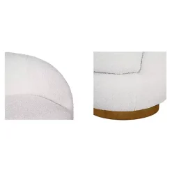 Clearance Kirklands Home Jessel Cream Sherpa Swivel Chair with Wood Base White