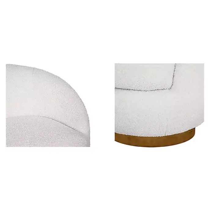 Clearance Kirklands Home Jessel Cream Sherpa Swivel Chair with Wood Base White