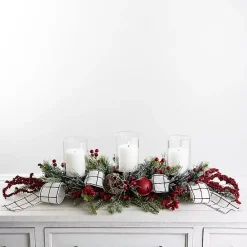 New Kirklands Home Jingle Bells and Berries Candle Centerpiece