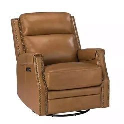 Discount Kirklands Home Johanna Leather Swivel Power Recliner Tan