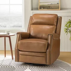 Discount Kirklands Home Johanna Leather Swivel Power Recliner Tan