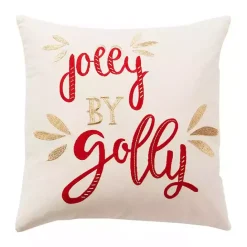 Kirklands Home Jolly by Golly Christmas Throw Pillow Ivory