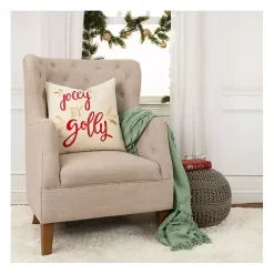 Kirklands Home Jolly by Golly Christmas Throw Pillow Ivory