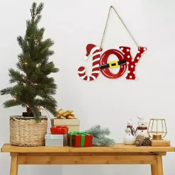Best Kirklands Home Joy Santa Hat and Belt Wall Plaque Red