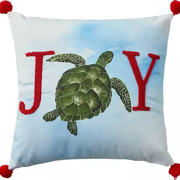 Kirklands Home Joy Sea Turtle Pom Pom Pillow