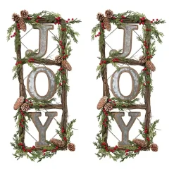 Hot Kirklands Home Joy Window Pane Wreath Wall Plaques, Set of 2