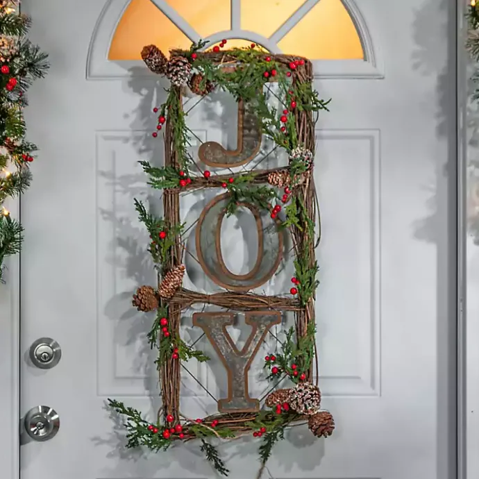 Hot Kirklands Home Joy Window Pane Wreath Wall Plaques, Set of 2