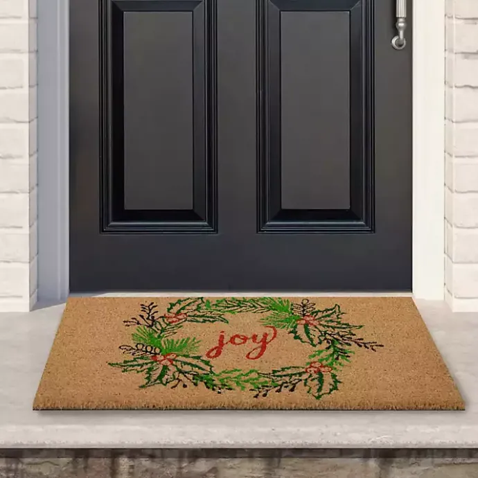 Hot Kirklands Home Joy Wreath Decorative Christmas Doormat