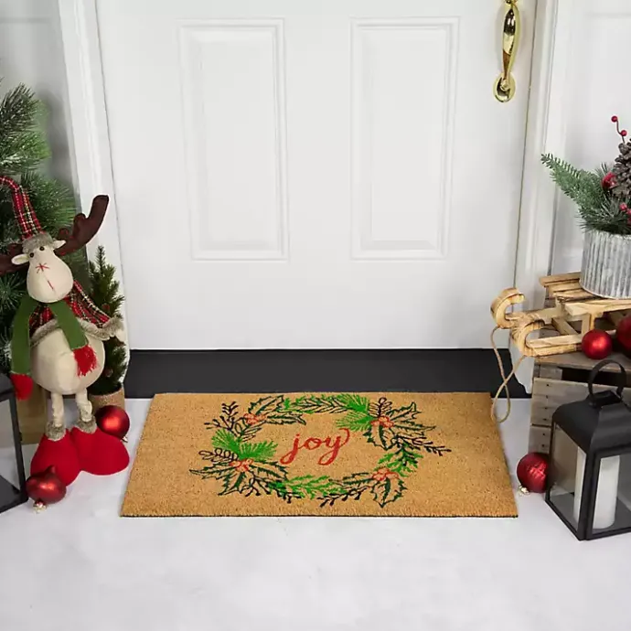 Hot Kirklands Home Joy Wreath Decorative Christmas Doormat