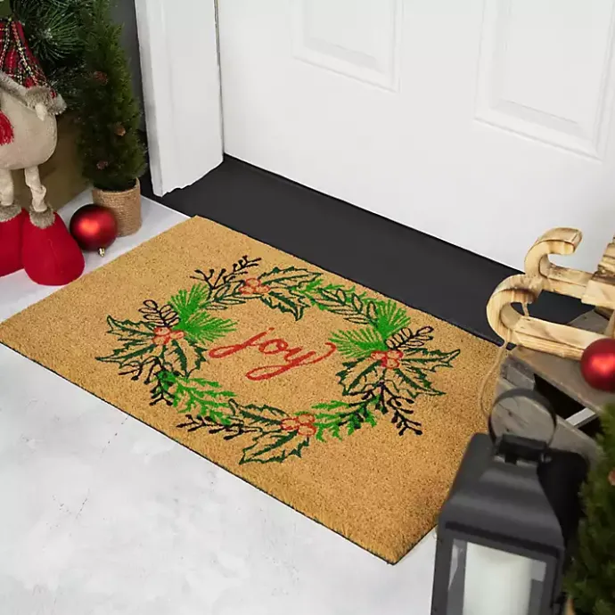 Hot Kirklands Home Joy Wreath Decorative Christmas Doormat