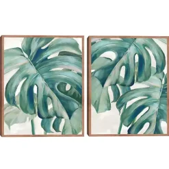 New Kirklands Home Jungle Symphony Framed Canvas Art Prints, Set of 2 Green