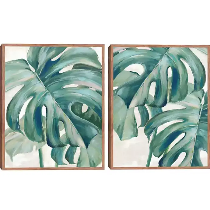 New Kirklands Home Jungle Symphony Framed Canvas Art Prints, Set of 2 Green