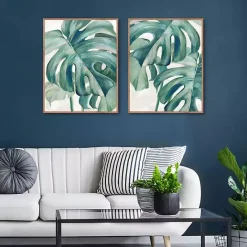 New Kirklands Home Jungle Symphony Framed Canvas Art Prints, Set of 2 Green