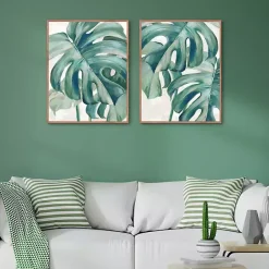New Kirklands Home Jungle Symphony Framed Canvas Art Prints, Set of 2 Green