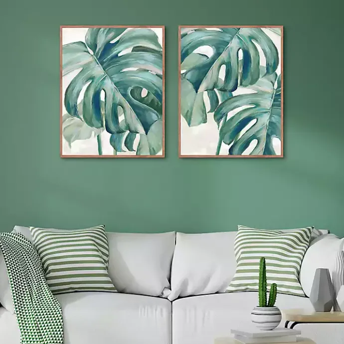 New Kirklands Home Jungle Symphony Framed Canvas Art Prints, Set of 2 Green