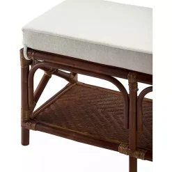 Outlet Kirklands Home Kaili Rattan Cushioned Bench Brown