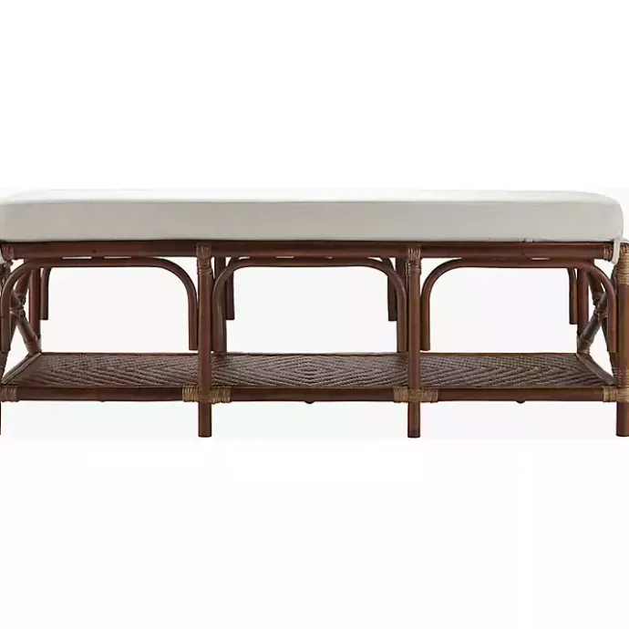 Outlet Kirklands Home Kaili Rattan Cushioned Bench Brown