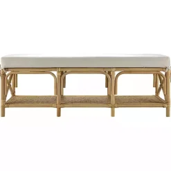 Sale Kirklands Home Kaili Natural Rat Cushioned Bench Tan