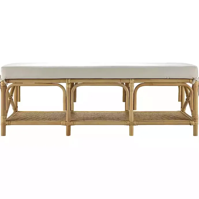 Sale Kirklands Home Kaili Natural Rat Cushioned Bench Tan