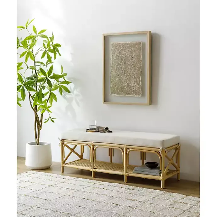 Sale Kirklands Home Kaili Natural Rat Cushioned Bench Tan