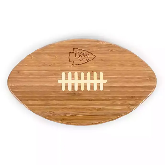 Clearance Kirklands Home Kansas City Chiefs Bamboo Football Cutting Board Tan