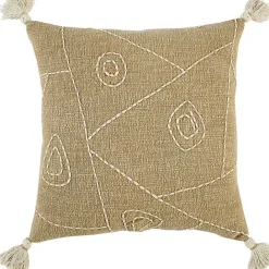 Hot Kirklands Home Kantha Khaki Handstitched Throw Pillow Tan