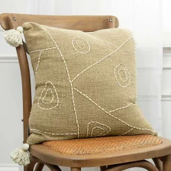Hot Kirklands Home Kantha Khaki Handstitched Throw Pillow Tan