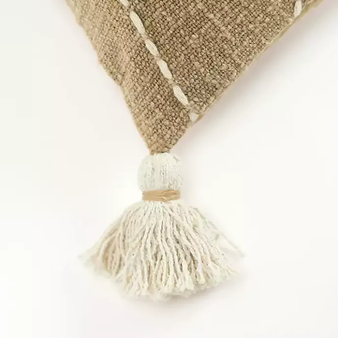 Hot Kirklands Home Kantha Khaki Handstitched Throw Pillow Tan