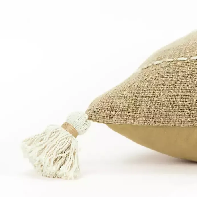 Hot Kirklands Home Kantha Khaki Handstitched Throw Pillow Tan