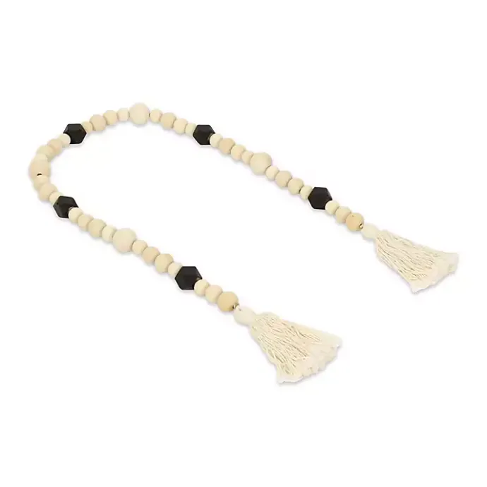 Best Kirklands Home Kara Black Beaded Wood Polygon Decorative Garland