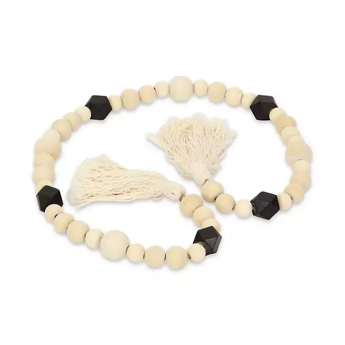 Best Kirklands Home Kara Black Beaded Wood Polygon Decorative Garland