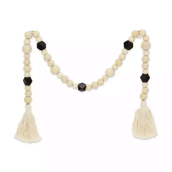 Best Kirklands Home Kara Black Beaded Wood Polygon Decorative Garland