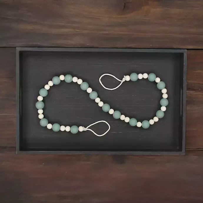 New Kirklands Home Kara Beaded Wood Decorative Garland Blue