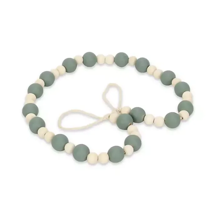 New Kirklands Home Kara Beaded Wood Decorative Garland Blue