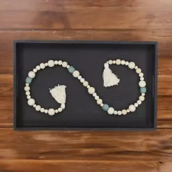 Kirklands Home Kara Blue Beaded Wood Polygon Decorative Garland