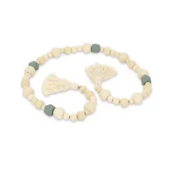 Kirklands Home Kara Blue Beaded Wood Polygon Decorative Garland