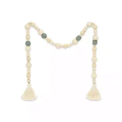 Kirklands Home Kara Blue Beaded Wood Polygon Decorative Garland