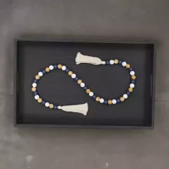 Clearance Kirklands Home Kara Brown and Blue Beaded Wood Decorative Garland