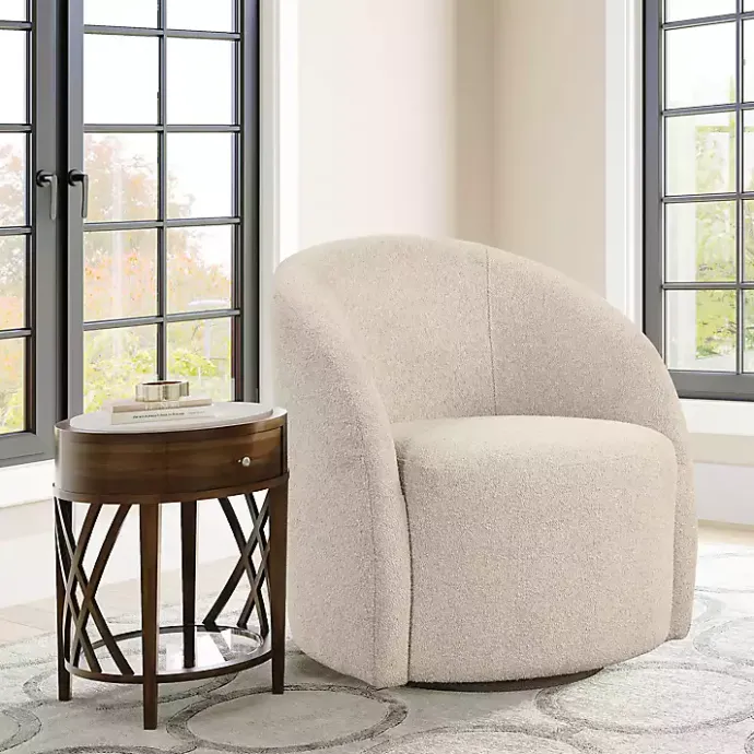 Outlet Kirklands Home Khaki Boucle Danielle Accent Chair Tan