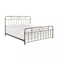 Outlet Kirklands Home King Size Bronze Pipe Bed Frame Brown