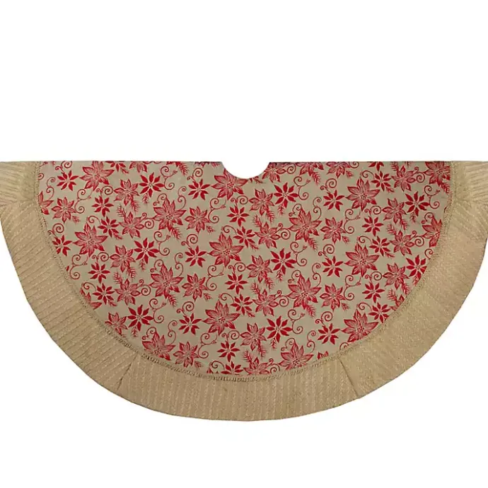 Discount Kirklands Home Knit Burlap Poinsettia Tree Skirt