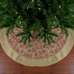 Discount Kirklands Home Knit Burlap Poinsettia Tree Skirt
