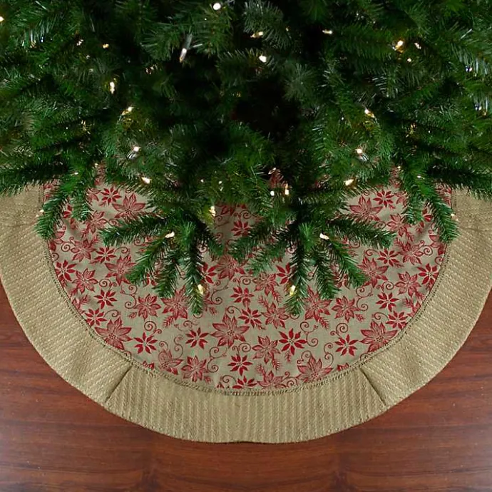 Discount Kirklands Home Knit Burlap Poinsettia Tree Skirt